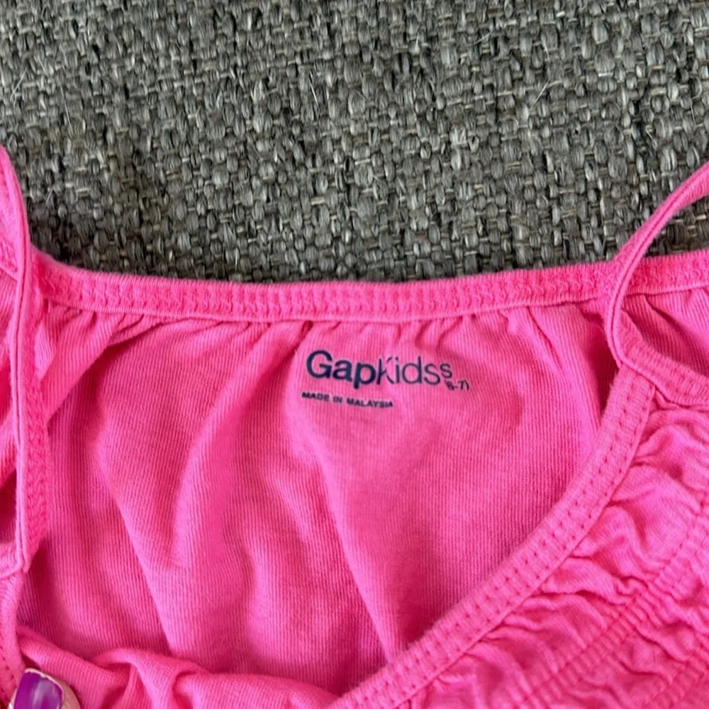 Gap Kids Girls Pink 100% Cotton Smocked Cami Babydoll Tank Top Size M 6-7
